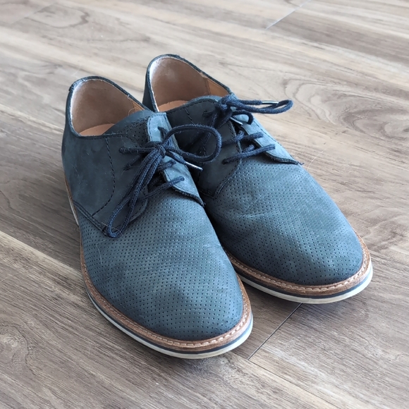Clarks Atticus Lace Nubuck Leather Navy - Men Size 8 - Picture 1 of 5